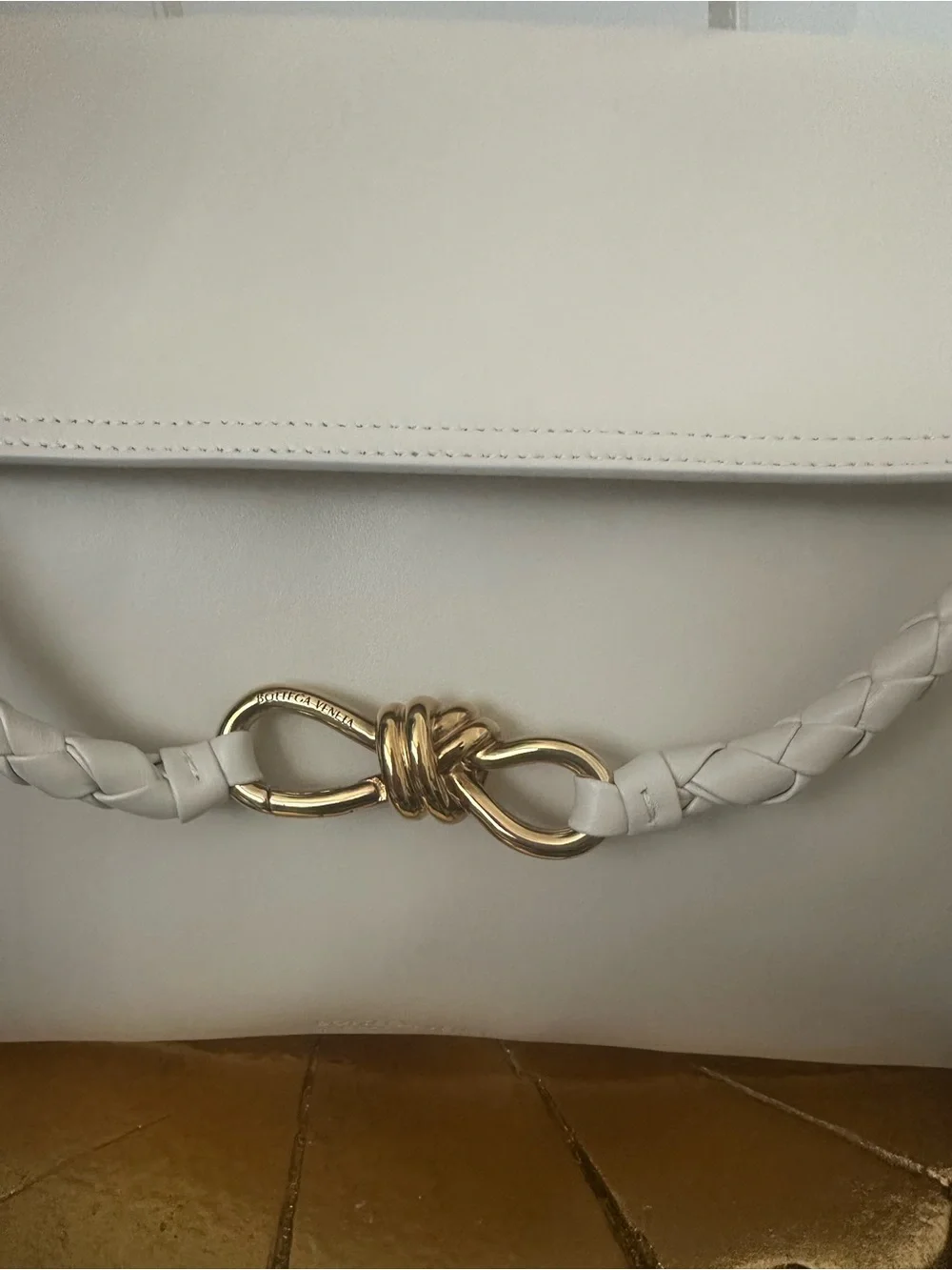 BOTTEGA VENETA Sea Salt Ciao Ciao Medium Leather Top-Handle Bag